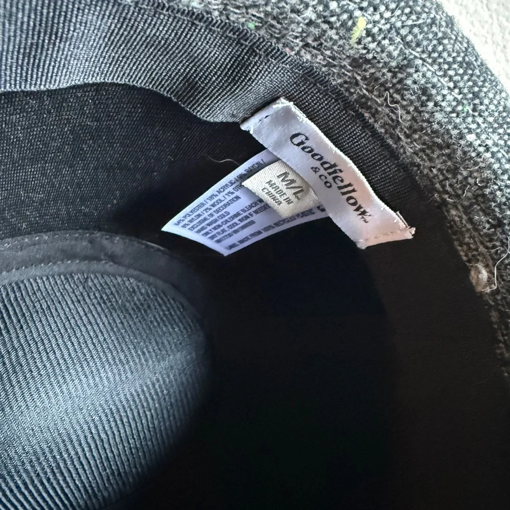 NWT Goodfellow & Co Fedora Hat, Tweed Grey & Black, M/L